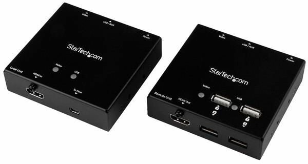 HDMI over Cat6 Extender met 4-poort USB Hub (Remote HDMI langs Cat5 of Cat6 netwerkkabel, 50 meter, 1080p, verleng video en 4 USB apparaten op grote afstand)