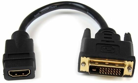 HDMI F naar DVI-D M Adapter (20 cm, zwart)