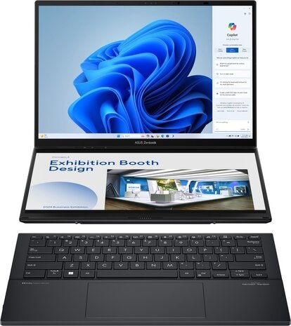 Zenbook Duo UX8406MA-PZ026W-BE (14&quot; 3K OLED touch scherm, Intel Core Ultra 9, 32 GB DDR5, 1000 GB PCIE NVMe SSD, Intel Iris Graphics, Windows 11, grijs, Azerty)