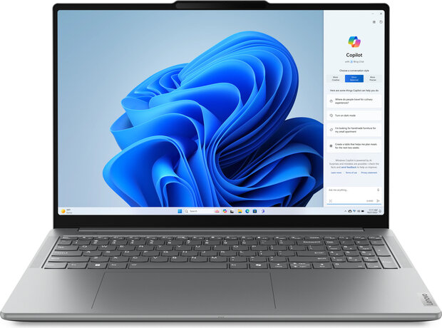 Yoga Pro 9 (16&quot;3.2K, Intel Core Ultra 9-185H, 64 GB RAM, 1000 GB PCIe NVMe SSD, GeForfce RTX4070 8 GB, grijs, Windows 11 Home, Azerty)