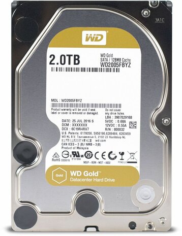 2000 GB WD2005FBYZ Gold Datacenter Hard Drive (SATA 6 Gb/s, 7200 rpm, 128 MB cache)