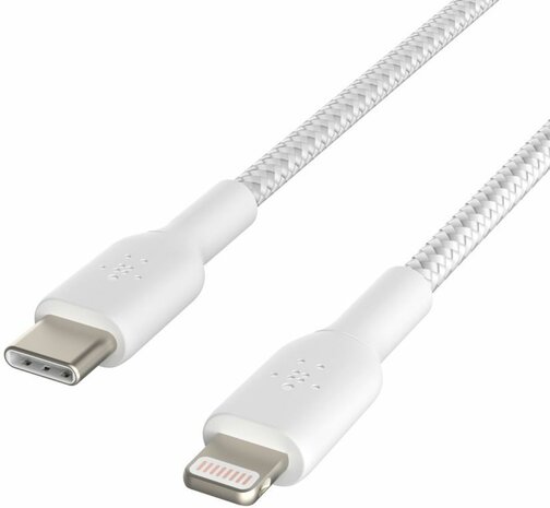 Boost Charge Lightningkabel : USB-C M naar Lightning M (2 m, wit, USB Power Delivery 18 Watt)