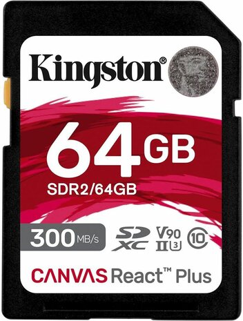 SDR2/64GB Canvas React Plus Flash memory card 64 GB (Video Class V90, UHS-II U3, Class 10, SDXC UHS-II)