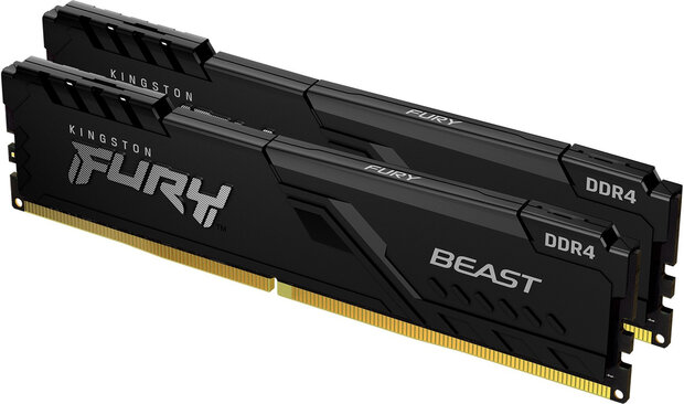 KF426C16BBK2/64 FURY Beast DDR4 kit 64 GB, DIMM 288-pin, 2666 MHz, PC4-21300, CL16, zwart (2 x 32 GB)