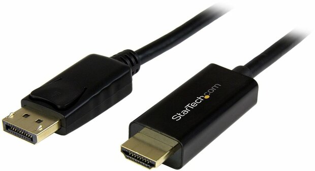 DisplayPort M naar HDMI M converterkabel (2 meter, zwart, 4K)