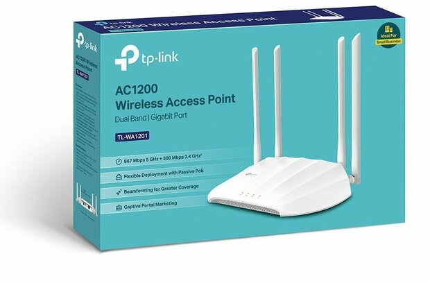 TL-WA1201 AC1200 Dual-Band Wi-Fi Access Point (867 Mbps + 300 Mbps, 802.11b/g/n/ac, 4 fixed antennas, MU-MIMO)