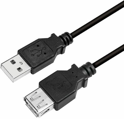 USB 2.0 Verlengkabel A/A M/F (3 m, shielded, zwart)