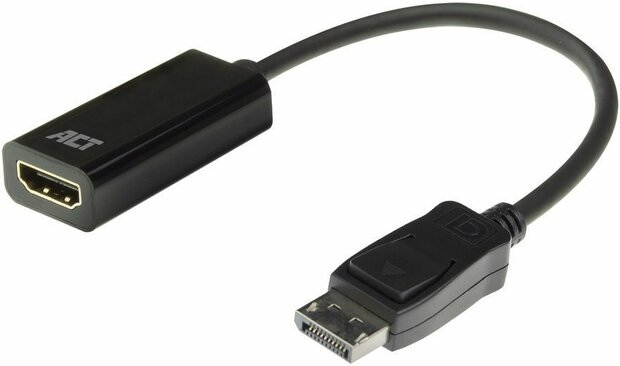 Adapterkabel : DisplayPort M naar HDMI F (15 cm, zwart, 4K 30 Hz 3840 x 2160 support)