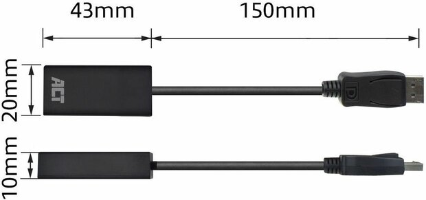 Adapterkabel : DisplayPort M naar HDMI F (15 cm, zwart, 4K 30 Hz 3840 x 2160 support)