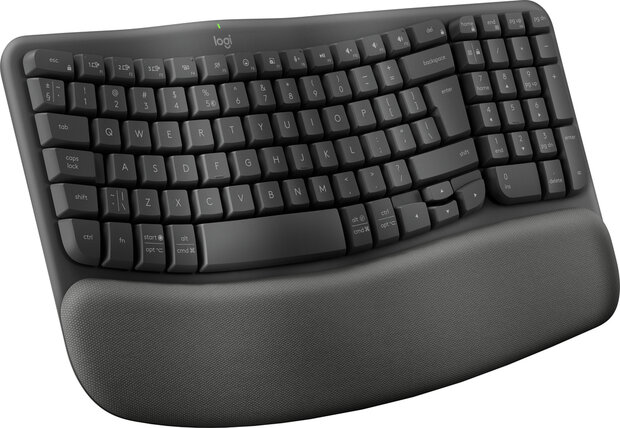 Wave Keys (draadloos ergonomisch toetsenbord, gewatteerde handsteun, Easy-Switch, Bluetooth, Logi Bolt-ontvanger, voor Windows/Mac)