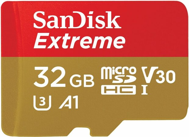 Extreme Flash memory card 32 GB (incl. SD-adapter, A1, Video Class V30, UHS-I U3, microSDHC UHS-I)