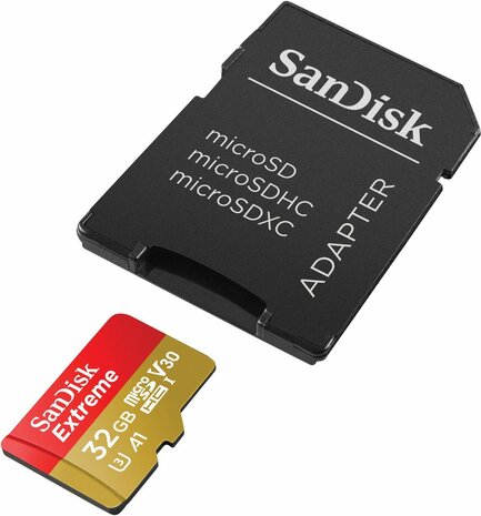 Extreme Flash memory card 32 GB (incl. SD-adapter, A1, Video Class V30, UHS-I U3, microSDHC UHS-I)