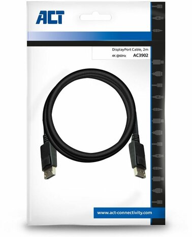 DisplayPort M/M (2 m, molded, 4K 60 Hz 3840 x 2160 support, zwart)