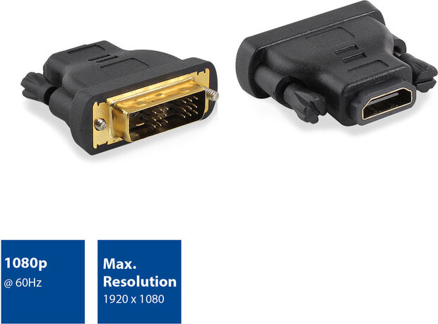 Adapterkabel : DVI-D M naar HDMI F (zwart)