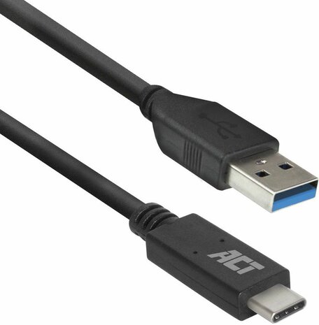 USB-A M naar USB-C M kabel (2 m, USB 3.2, 60 Watt, zwart)