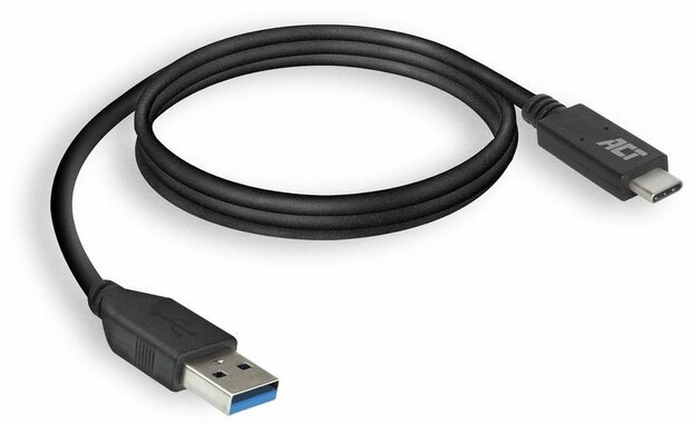 USB-A M naar USB-C M kabel (2 m, USB 3.2, 60 Watt, zwart)