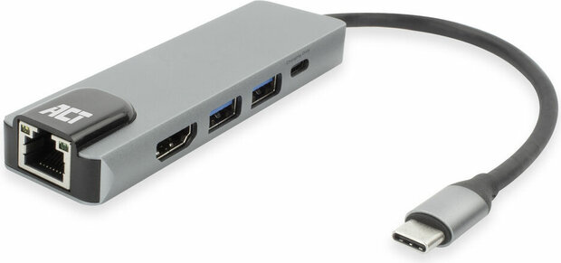 USB-C 4K Docking station (1 HDMI, Ethernet, USB-A, PD pass-through)