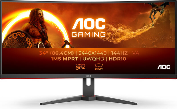 Gaming CU34G2XE/BK LED gaming curved 34&quot;, 3440 x 1440 WQHD, 144 Hz, VA, 4000:1, HDR10, 1 ms, HDMI, DisplayPort, zwart/rood