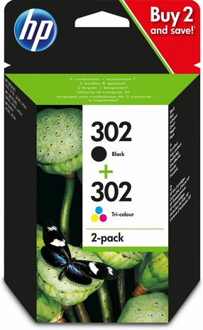 Inkjetcartridges nr. 302 (2-pack, zwart en kleur, 170 en 150 afdrukken)