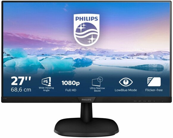 V-line 273V7QJAB LED 27&quot;, 1920 x 1080 Full HD, IPS, 1000:1, 5 ms, HDMI, VGA, DisplayPort, speakers, zwart