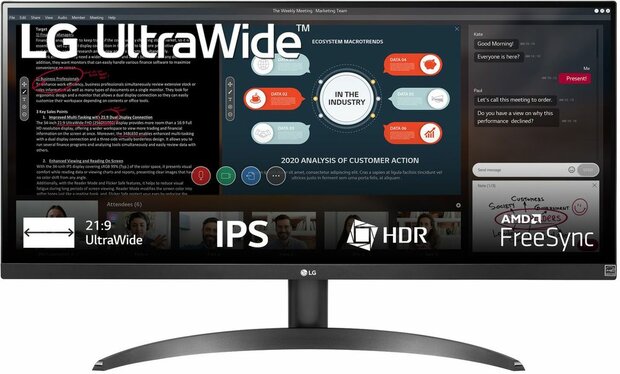 29WP500-B LED 29&quot;, 2560 x 1080 UWFHD, IPS, 1000:1, HDR10, 5 ms, 2 x HDMI