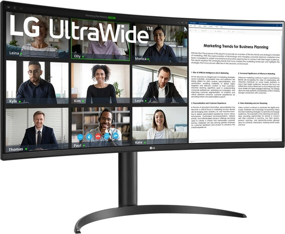 UltraWide 34WR55QK-B LED curved 34&quot;, 3440 x 1440 WQHD, 100 Hz, VA, 3000:1, HDR10, 5 ms, 2 x HDMI, DisplayPort, USB-C