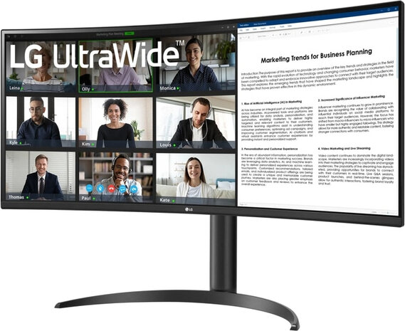 UltraWide 34WR55QK-B LED curved 34&quot;, 3440 x 1440 WQHD, 100 Hz, VA, 3000:1, HDR10, 5 ms, 2 x HDMI, DisplayPort, USB-C