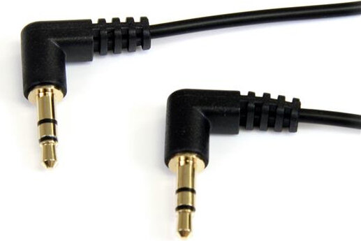 3,5 mm stereo audiokabel met twee rechte hoeken M/M (1,8 meter, zwart)