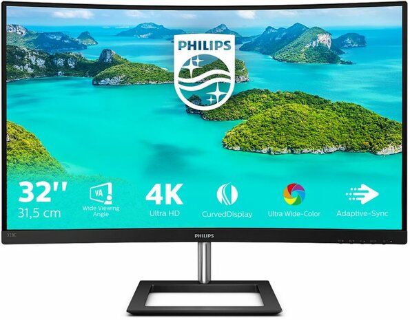 E-line 328E1CA LED 32&quot;, curved, 3840 x 2160 4K, VA, 2500:1, 4 ms, 2 x HDMI, DisplayPort, speakers, zwart