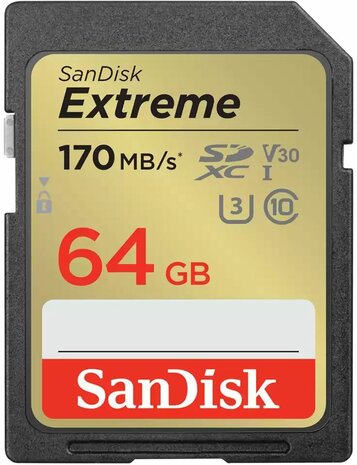 Extreme Flash memory card 64 GB (Video Class V30, UHS-I U3, Class 10, SDXC UHS-I)