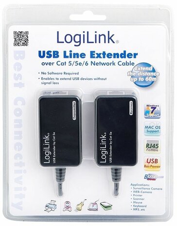 USB Extender via Cat5/6 (max. 60 meter)