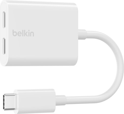 Connect Audio + Charge USB-C naar USB-C headphone / charging adapter (14 cm, USB Power Delivery 60 Watt, wit)