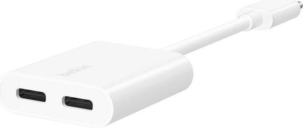 Connect Audio + Charge USB-C naar USB-C headphone / charging adapter (14 cm, USB Power Delivery 60 Watt, wit)