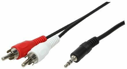 Audiokabel : 3,5 mm M naar 2 x cinch M (5 meter, zwart)