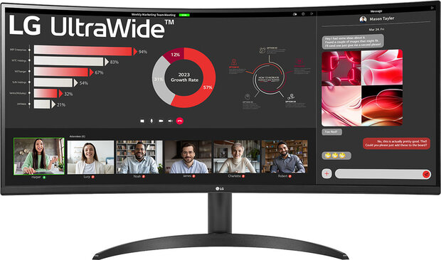 UltraWide 34WR50QK-B LED curved 34&quot;, 3440 x 1440 WQHD, 100 Hz, VA, 3000:1, HDR10, 5 ms, 2 x HDMI, DisplayPort