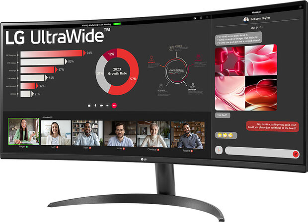 UltraWide 34WR50QK-B LED curved 34&quot;, 3440 x 1440 WQHD, 100 Hz, VA, 3000:1, HDR10, 5 ms, 2 x HDMI, DisplayPort