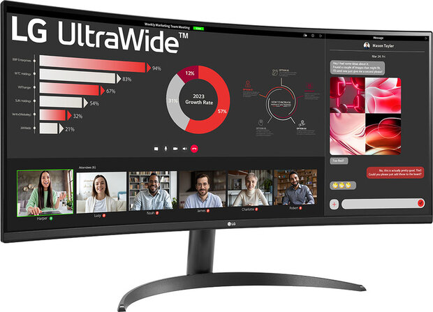 UltraWide 34WR50QK-B LED curved 34&quot;, 3440 x 1440 WQHD, 100 Hz, VA, 3000:1, HDR10, 5 ms, 2 x HDMI, DisplayPort