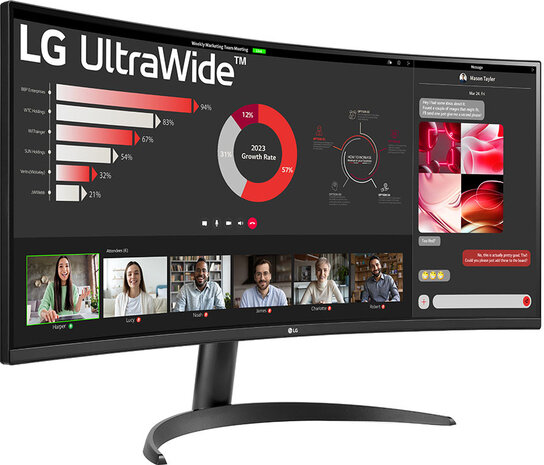 UltraWide 34WR50QK-B LED curved 34&quot;, 3440 x 1440 WQHD, 100 Hz, VA, 3000:1, HDR10, 5 ms, 2 x HDMI, DisplayPort