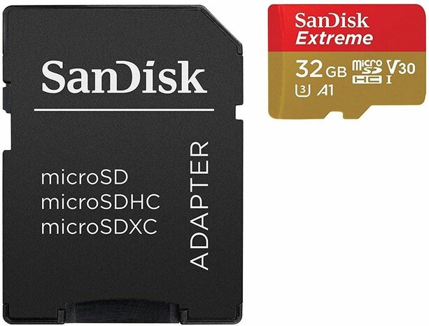 SDSQXAF-032G-GN6GN Extreme Flash memory card 32 GB (A1, Video Class V30, UHS-I U3, Class 10, microSDHC UHS-I)