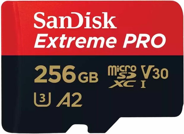 Extreme Pro Flash memory card 256 GB (A2, Video Class V30, UHS-I U3, Class 10, microSDXC UHS-I)