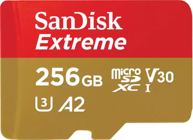 Extreme Flash memory card 256 GB (A2, Video Class V30, UHS-I U3, Class 10, microSDXC UHS-I)