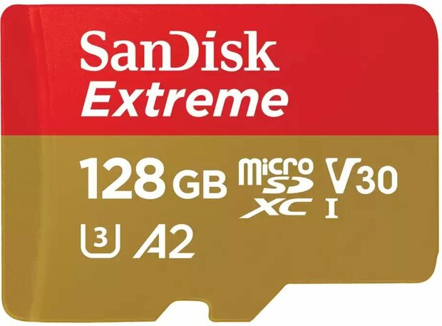 Extreme Flash memory card 128 GB (A2, Video Class V30, UHS-I U3, Class 10, microSDXC UHS-I, incl. adapter)