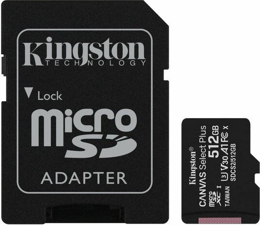 512 GB SDCS2/512GB MicroSDXC (100 Mbps read, incl. adapter)