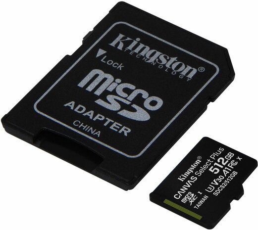 512 GB SDCS2/512GB MicroSDXC (100 Mbps read, incl. adapter)