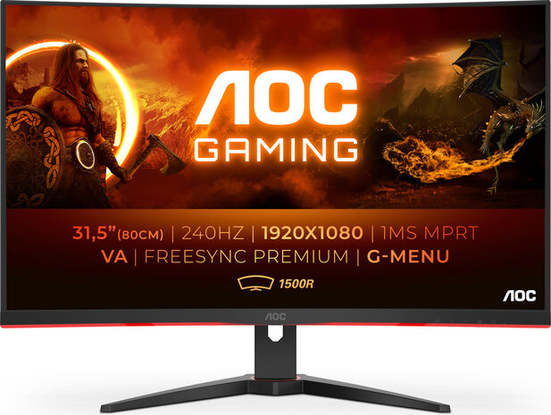 C32G2ZE/BK Curved Gaming Monitor 32&quot;, Full HD, VA Panel, 2 x HDMI, DisplayPort, 1 ms, 240 Hz, AMD FreeSync, zwart/rood