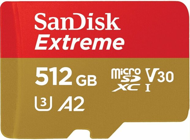 Extreme Flash memory card 512 GB (A2, Video Class V30, UHS-I U3, Class 10, microSDXC UHS-I)