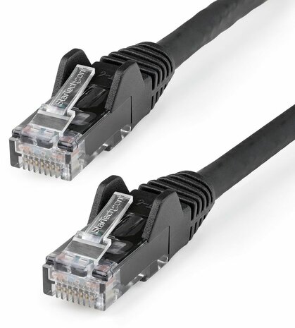 N6LPATCH1MBK LSZH Cat6 Ethernetkabel (10 Gigabit Snagless RJ45, 100 Watt PoE, 1 m, zwart)