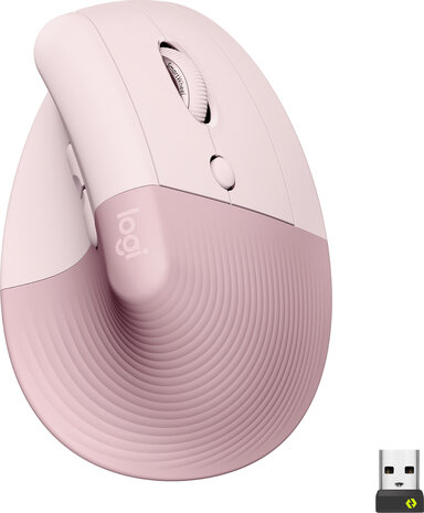 Lift Vertical Ergonomic Mouse (6 knoppen, Bluetooth, 2,4 GHz, Bolt USB-receiver, roze)