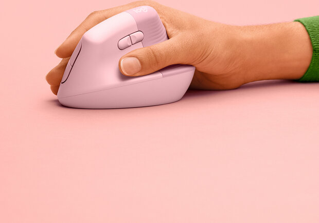 Lift Vertical Ergonomic Mouse (6 knoppen, Bluetooth, 2,4 GHz, Bolt USB-receiver, roze)