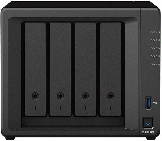 Disk Station DS923+ NAS server (4 bays, SATA 6 Gb/s, eSATA, RAID 0, 1, 5, 6, 10, JBOD, 4 GB RAM, Gigabit Ethernet, iSCSI support)